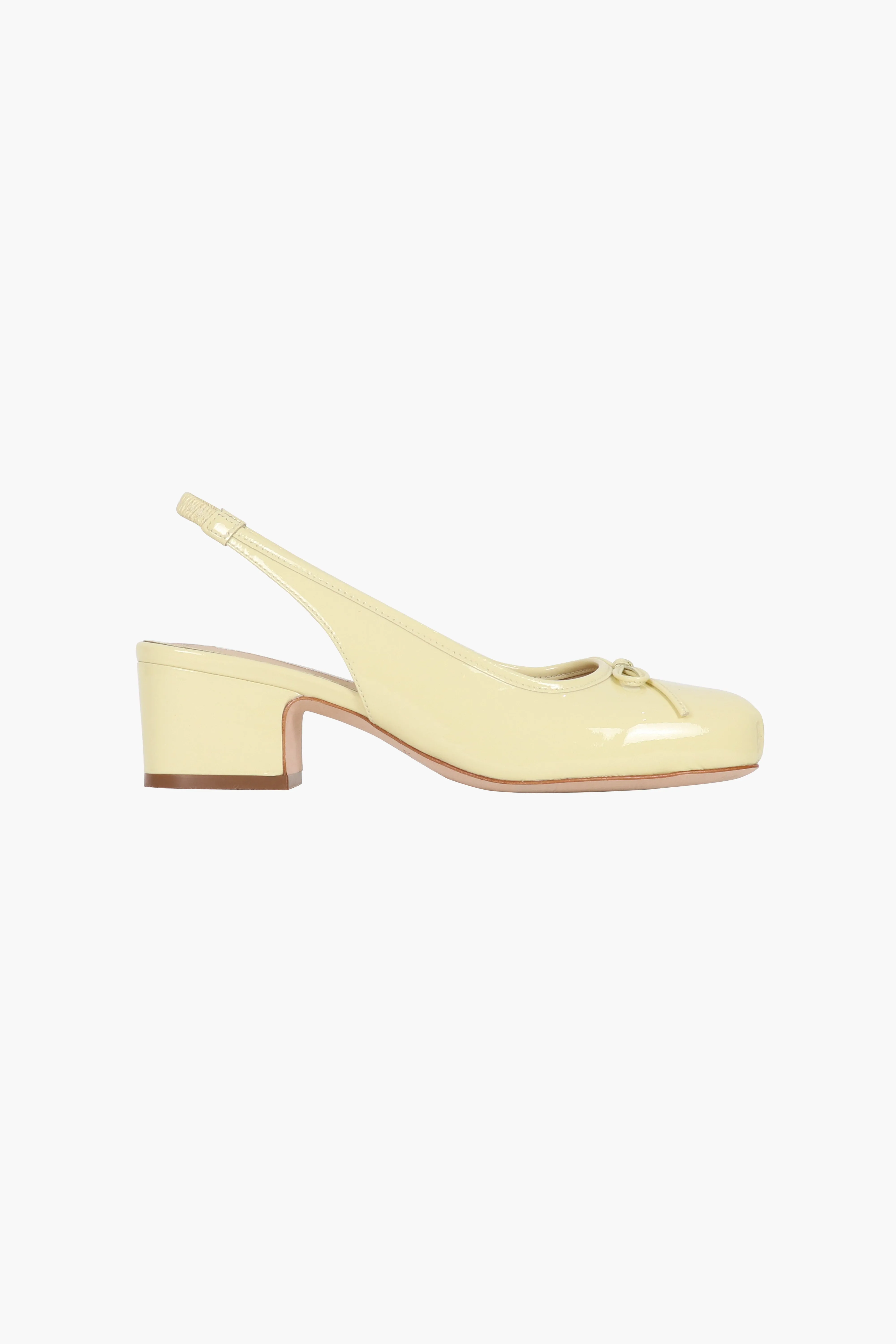 SLINGBACK 45 IN BUTTER PATENT