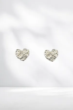 Stella and Gemma Heart Shaped Flower Earrings Silver