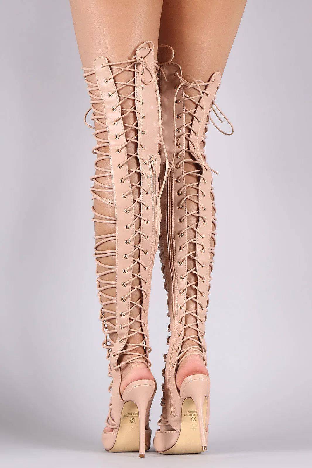 Strappy Back Lace-Up Over-The-Knee Gladiator Pump