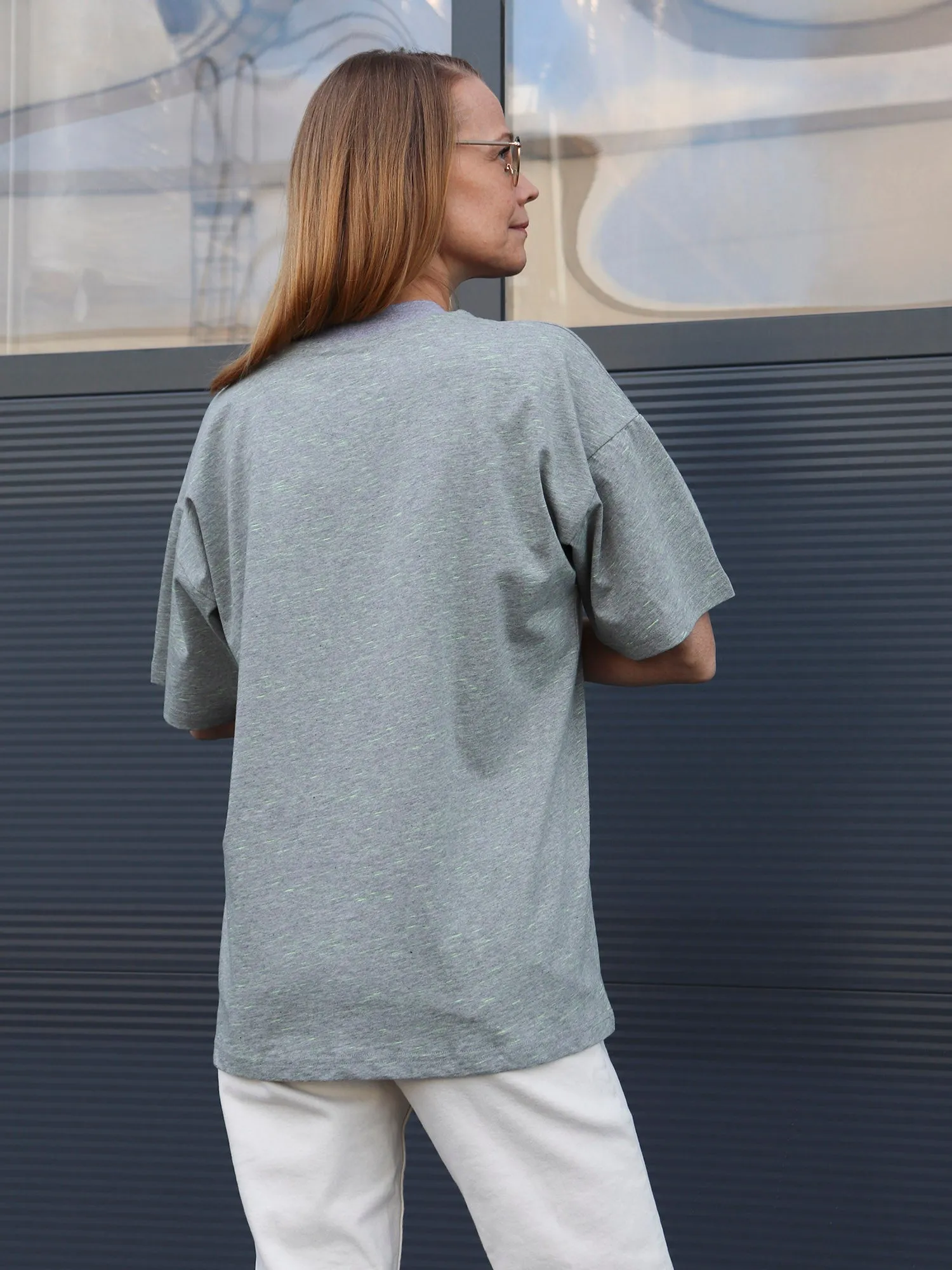 Tara T-Shirt Melange Grey/Lime