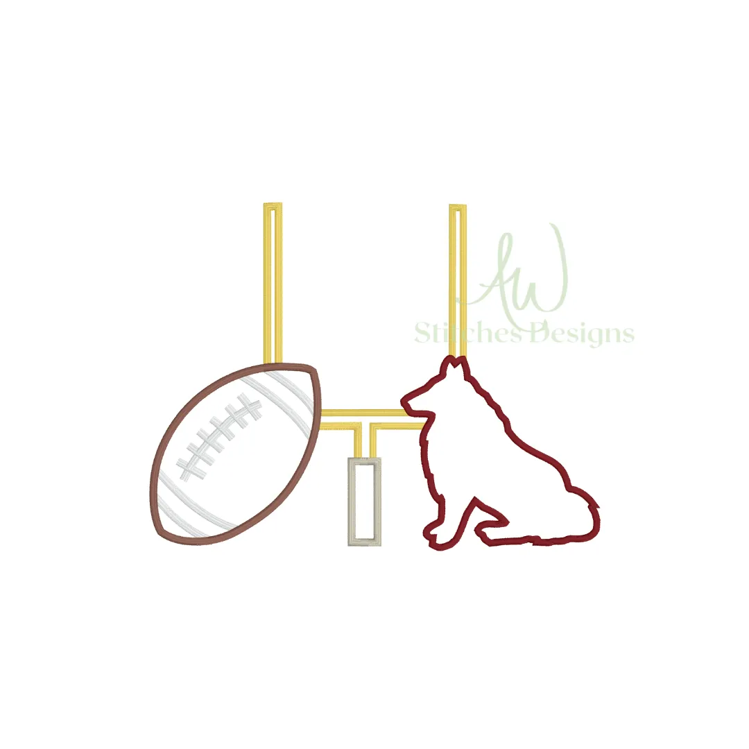 Texas Collie Football Satin Stitch Outline