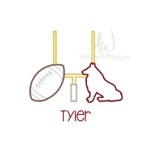 Texas Collie Football Satin Stitch Outline