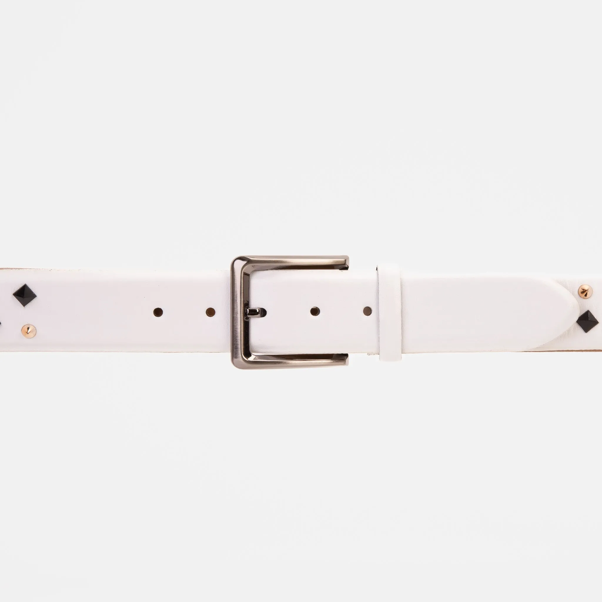 The Infanta White Spike Leather Belt