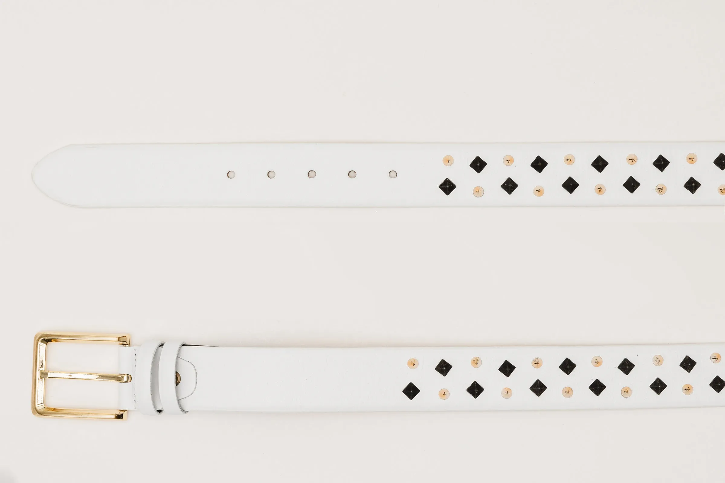 The Infanta White Spike Leather Belt