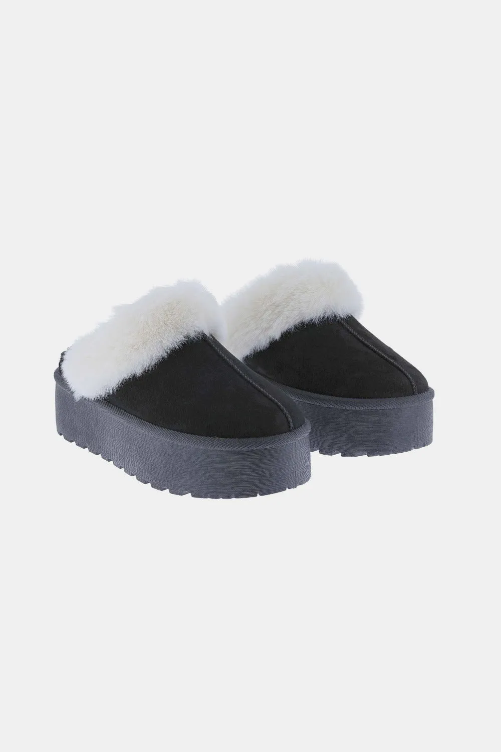 The Maria Thick Bottom Fur Trim Snow Slippers