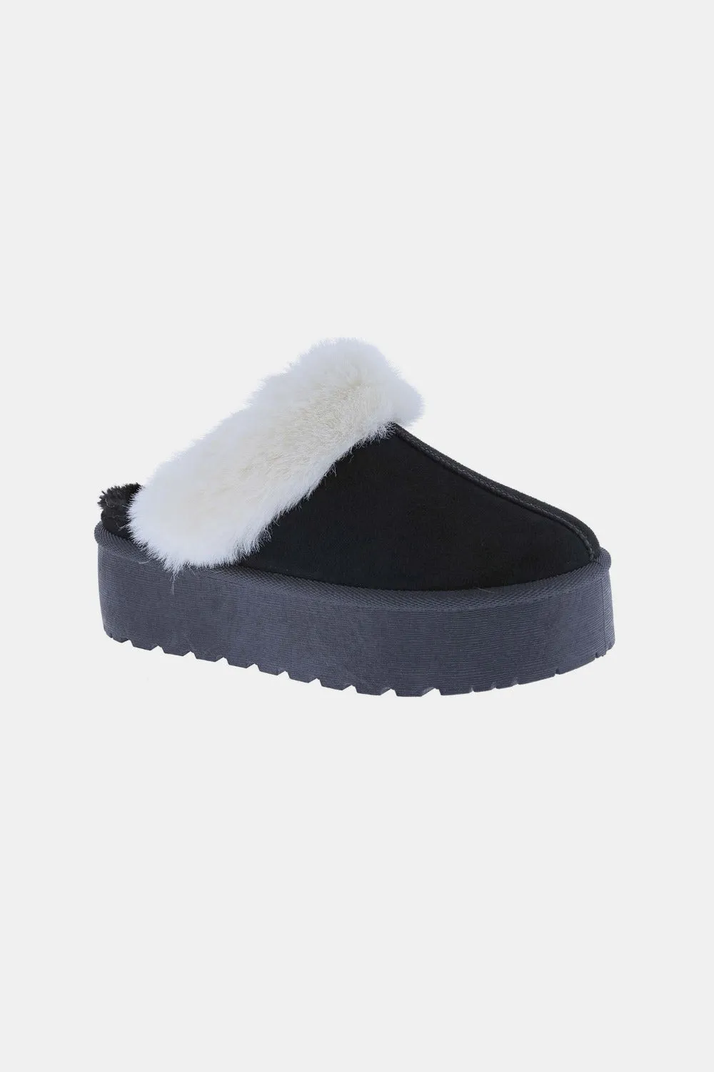 The Maria Thick Bottom Fur Trim Snow Slippers