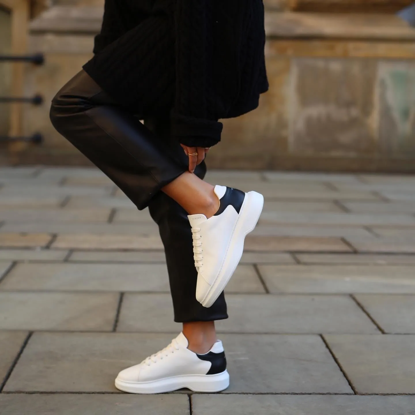 Vitello White Black Chunky Sneakers