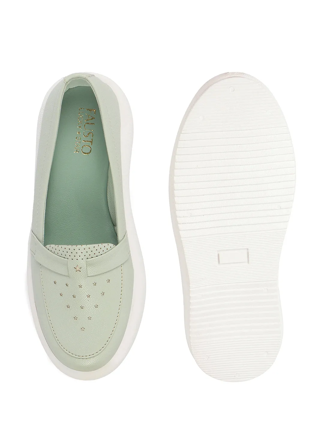 Women Pista Greeen Chunky Slip Ons Height Enhancer Lightweight Sneaker Shoe|Memory Cushion Insole|Comfortable Anti Skid Sole