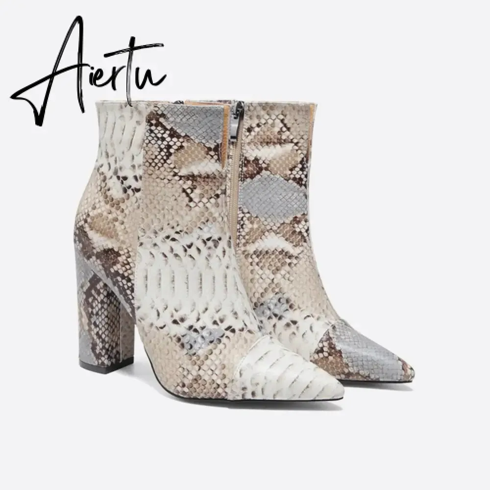 Women Snake Print Boots