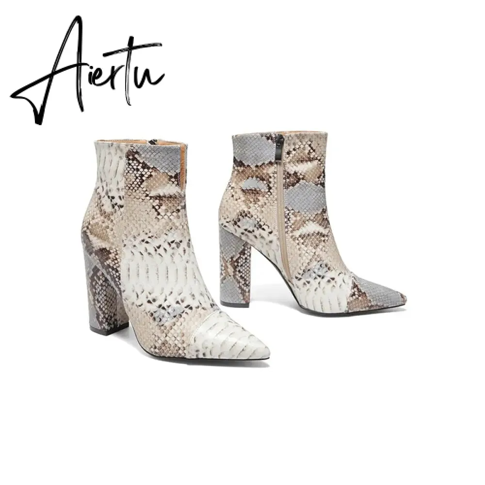 Women Snake Print Boots