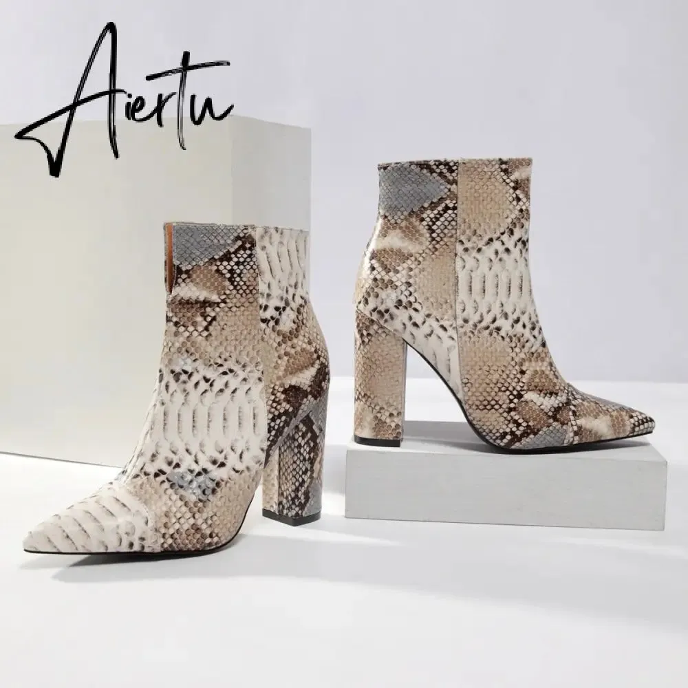 Women Snake Print Boots