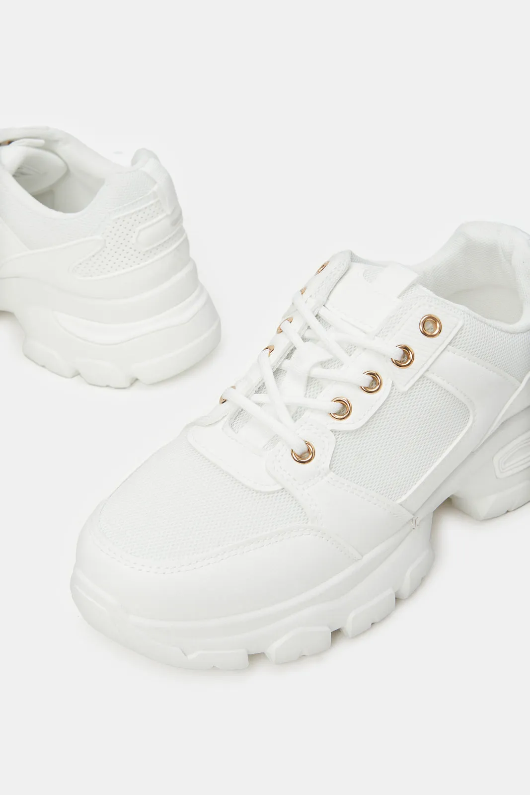 Women White Chunky Sneakers