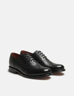 Womens Grenson Rose Brogue Shoes - Black/Black