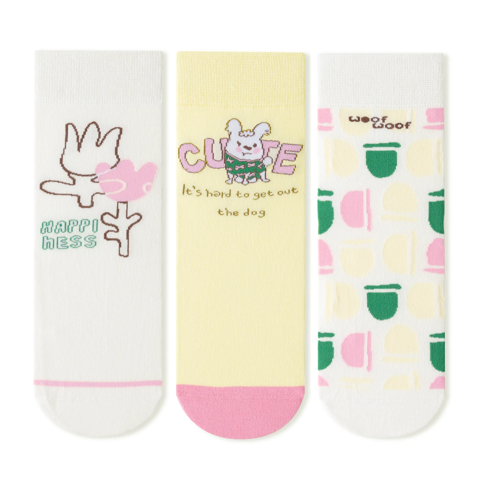 Womens Patterned Crew Socks Seamless Combed Cotton Funny Girls Cute Novelty Animal Flower Soft Socks Gifts 3 Pairs