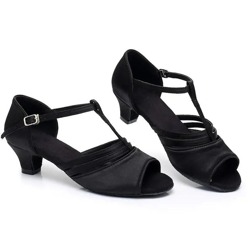 Women's Satin 4.5cm Heel Ballroom Dance Shoes Latin Dance Shoes Dance Heels Salsa Dance Shoes