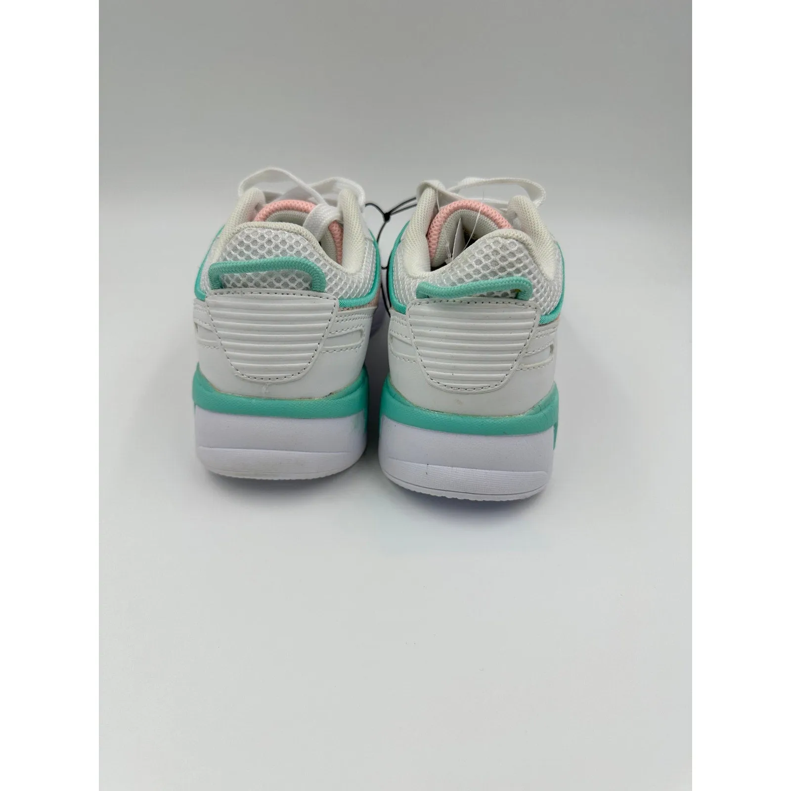 Women's Size 6.5, White Sneaker w/ Mint Green & Salmon Accent, 90s chunky sole