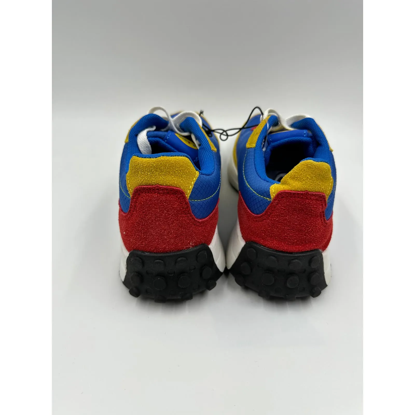 Women's Size 7, 70s Style Blue, Red & Yellow Chunky Sneakers w/ Thick White Sole