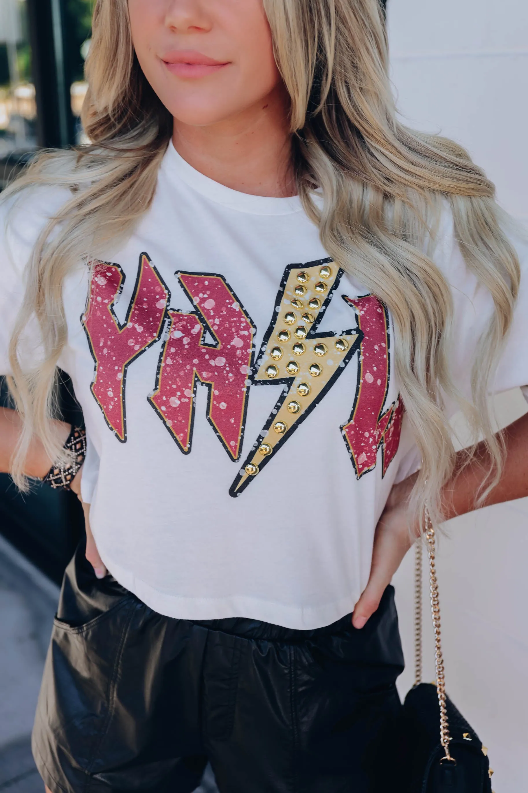 Y'all Studded Cropped Graphic Tee