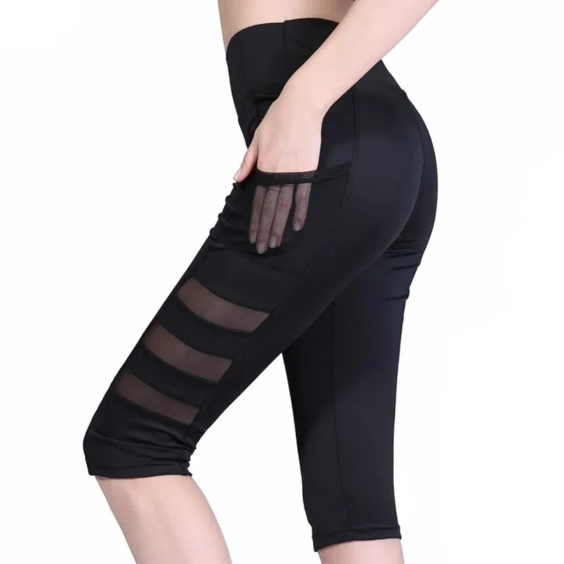 Yoga Elasticity Sports Fitness Pocket Running Mesh Sports Leggings